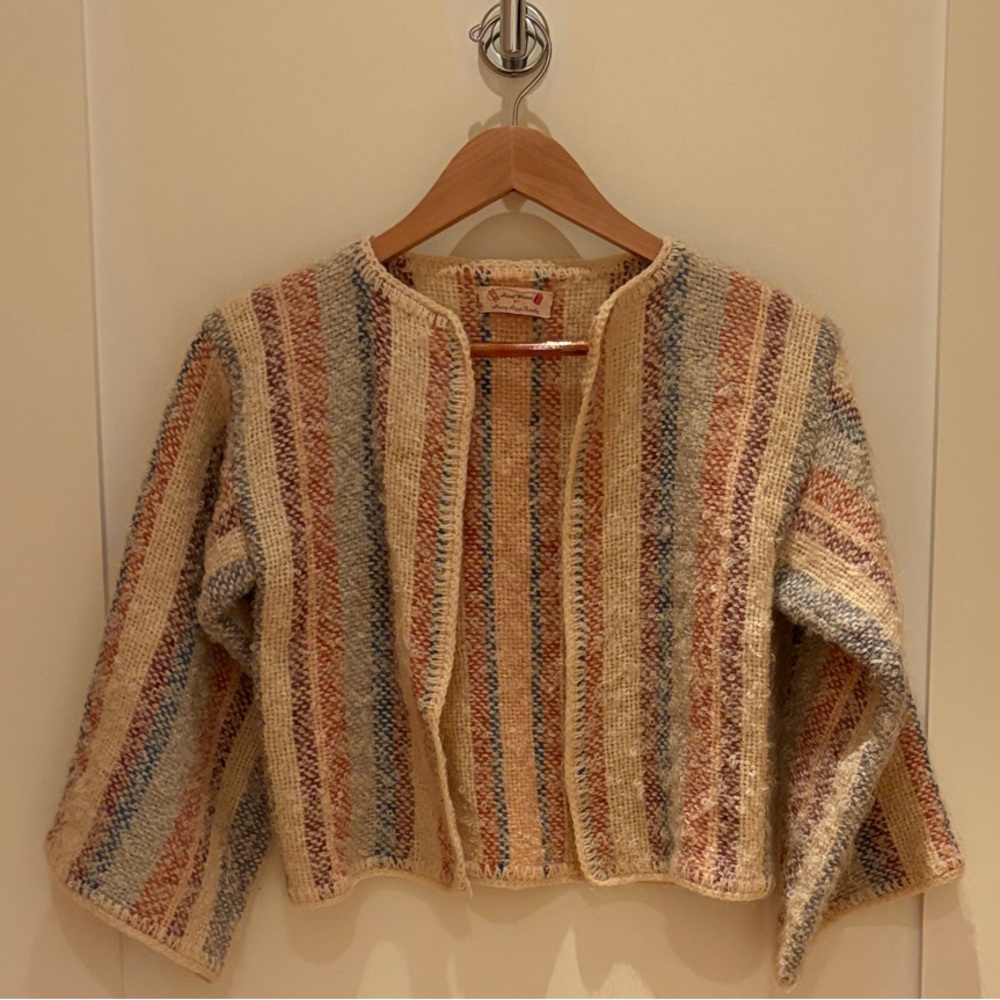 1970s Vintage Handmade Bolero Multicolor Women's Sweater - approx size 4